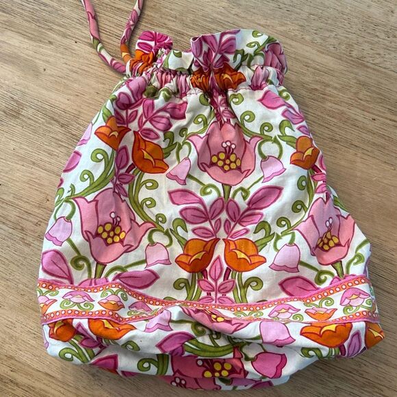 Vera Bradley pink floral lined bag wet dry bag laundry bag ditty. 10 x 11 x 7 - Picture 1 of 8